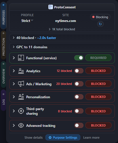 ProtoConsent popup