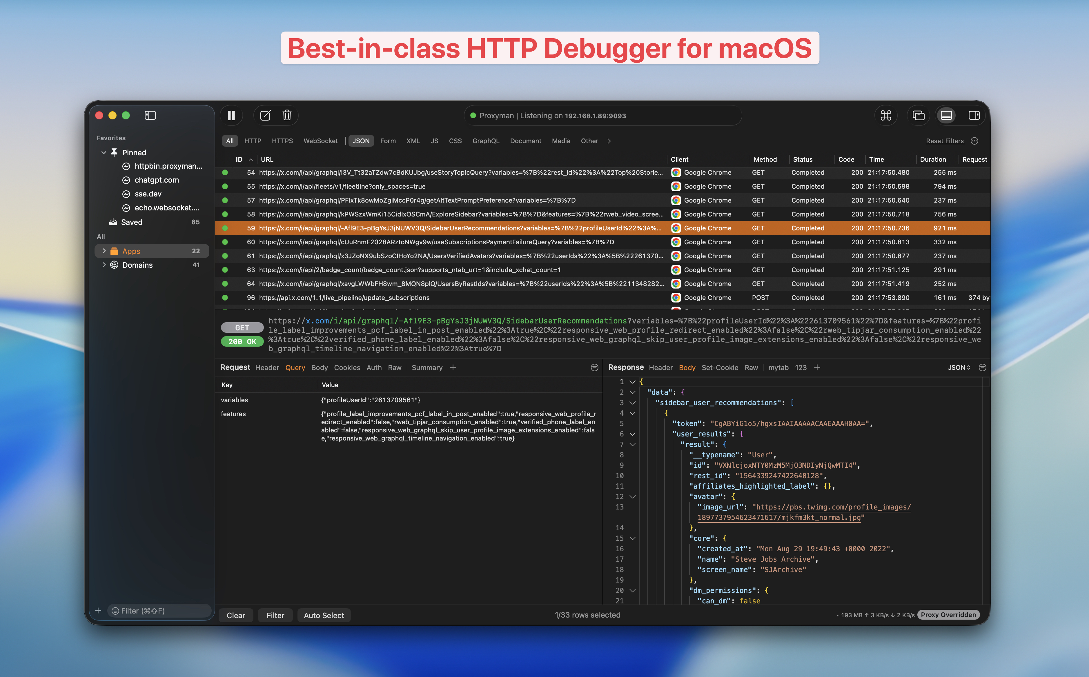 Proxyman dashboard for macOS 26