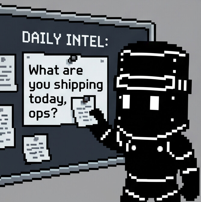 WarBit at a 'Daily Intel' bulletin board