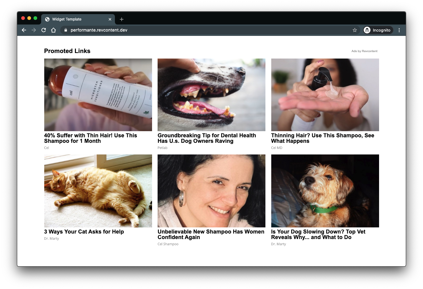 A typical Revcontent Widget