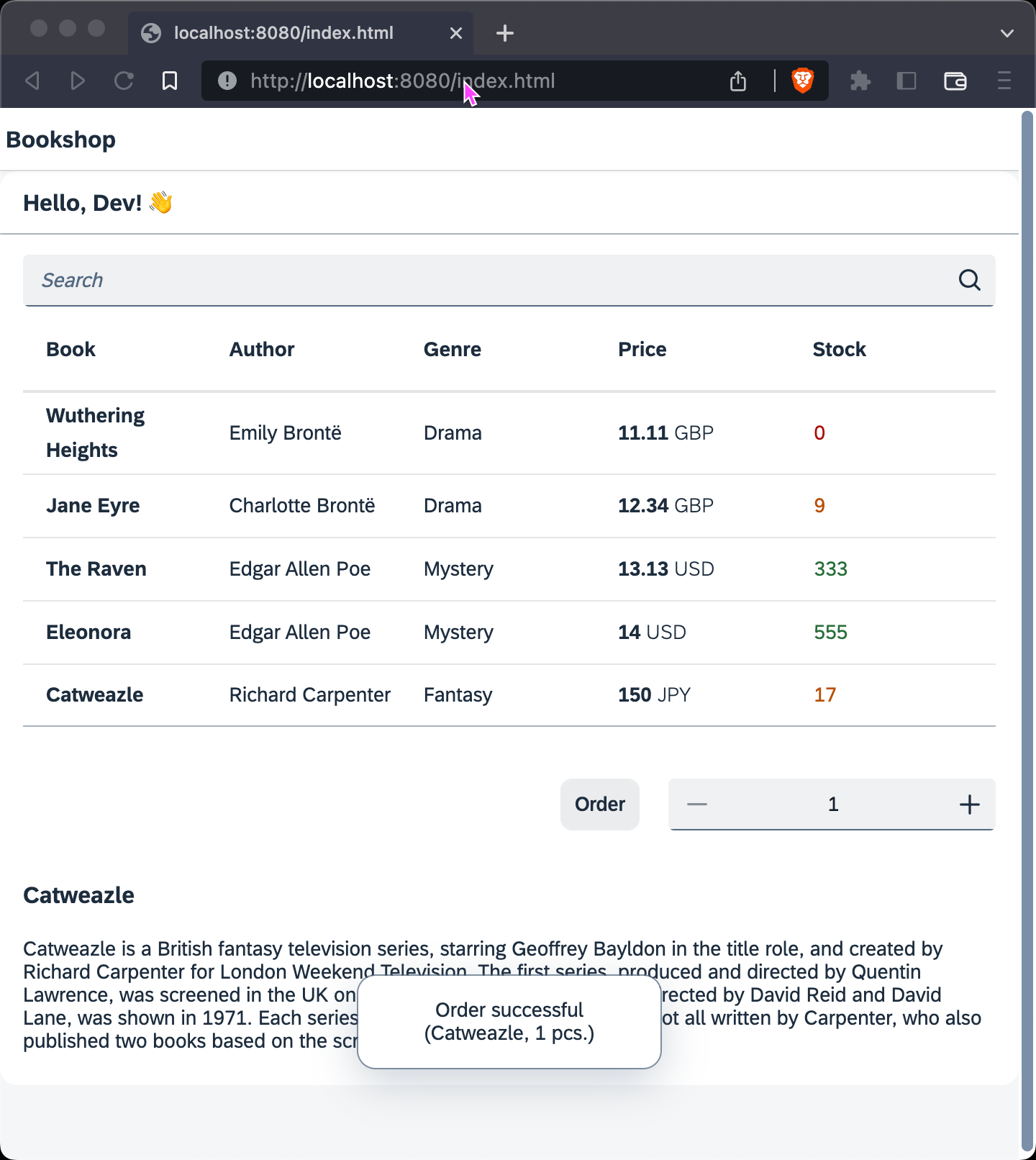 The finished app
