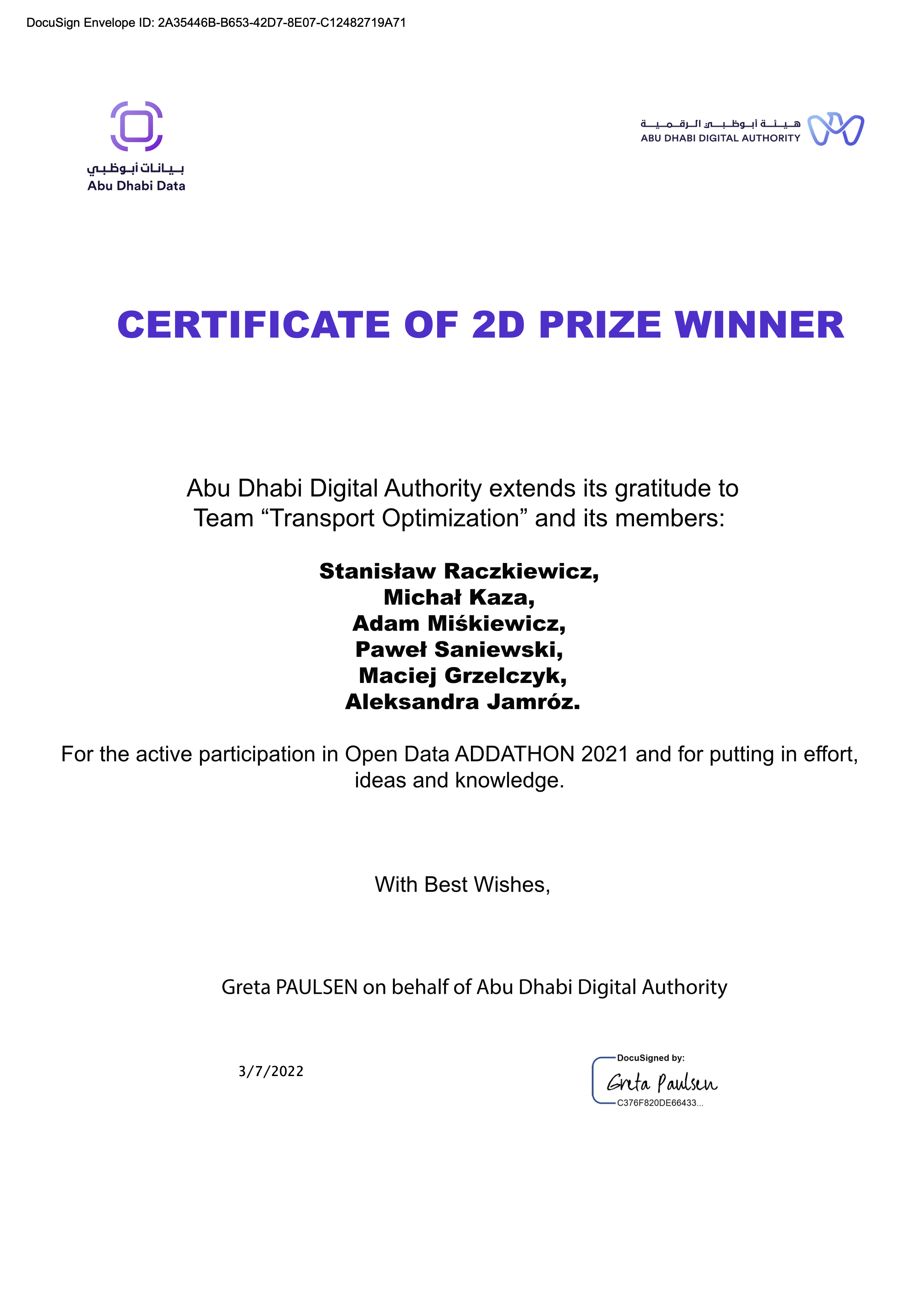 Open Data Addathon - 2nd Prize Winner