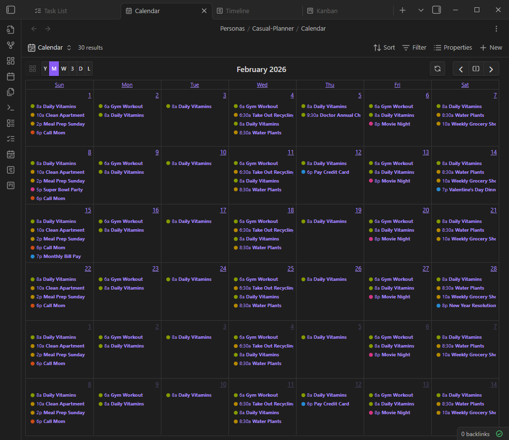 Calendar View