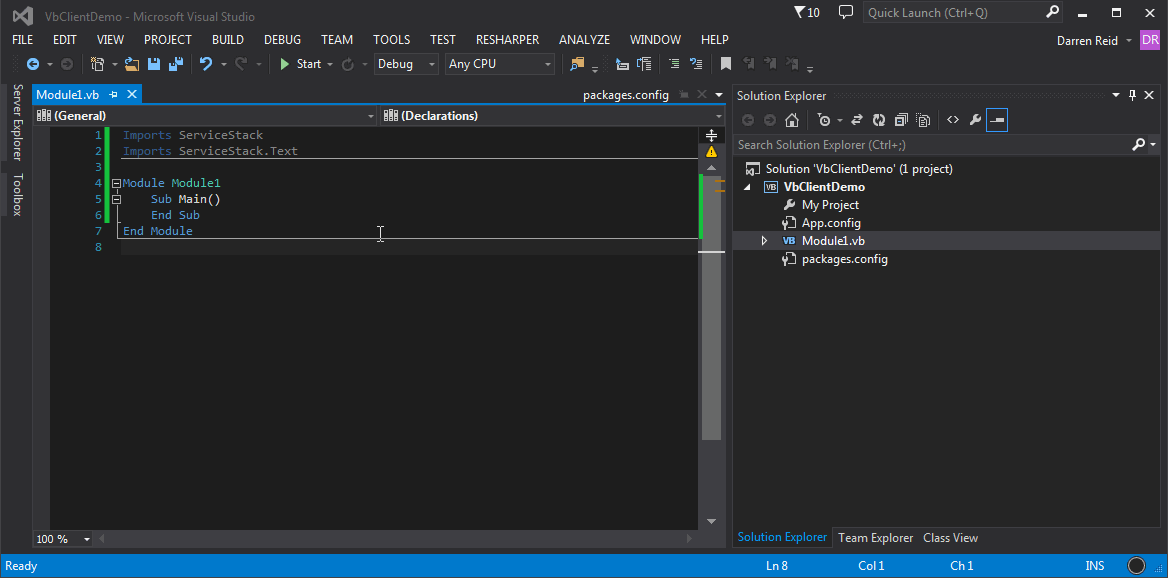 Add VB.Net ServiceStack Reference Demo