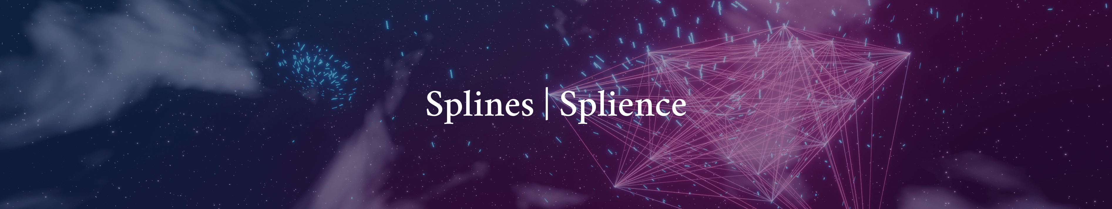 Banner with the text Splines/Splience and a graph as background in front of an open sky and clouds
