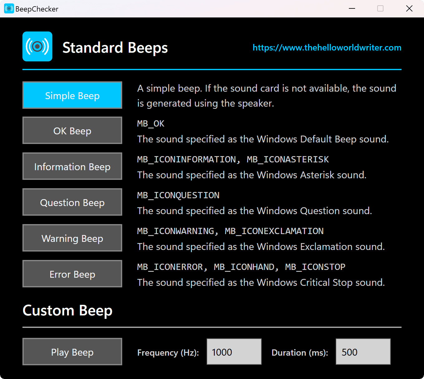 Modern BeepChecker Screenshot