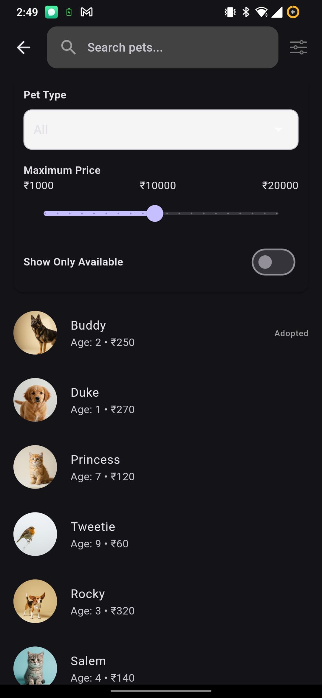 Search Result Dark