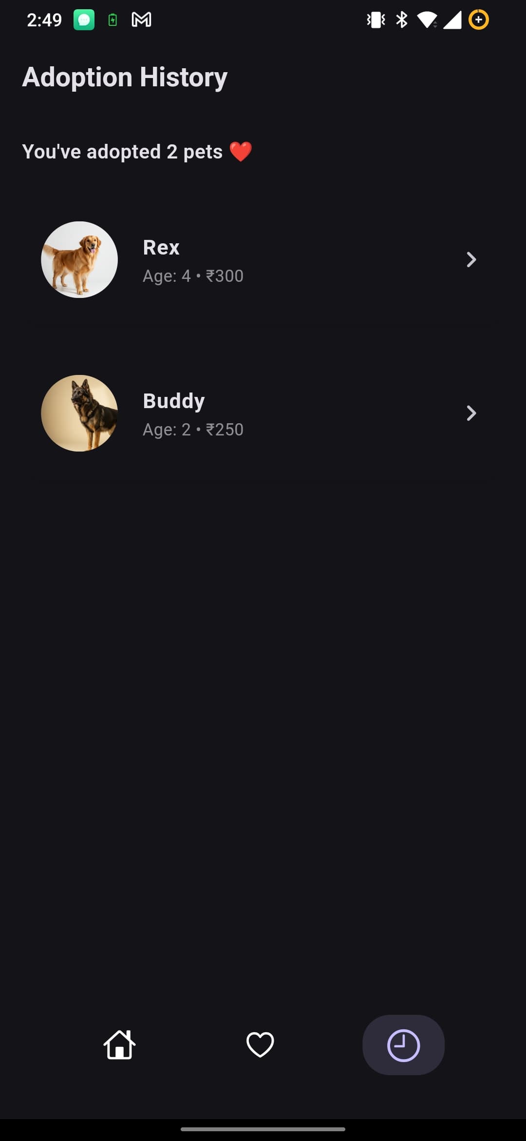 Filter History Dark
