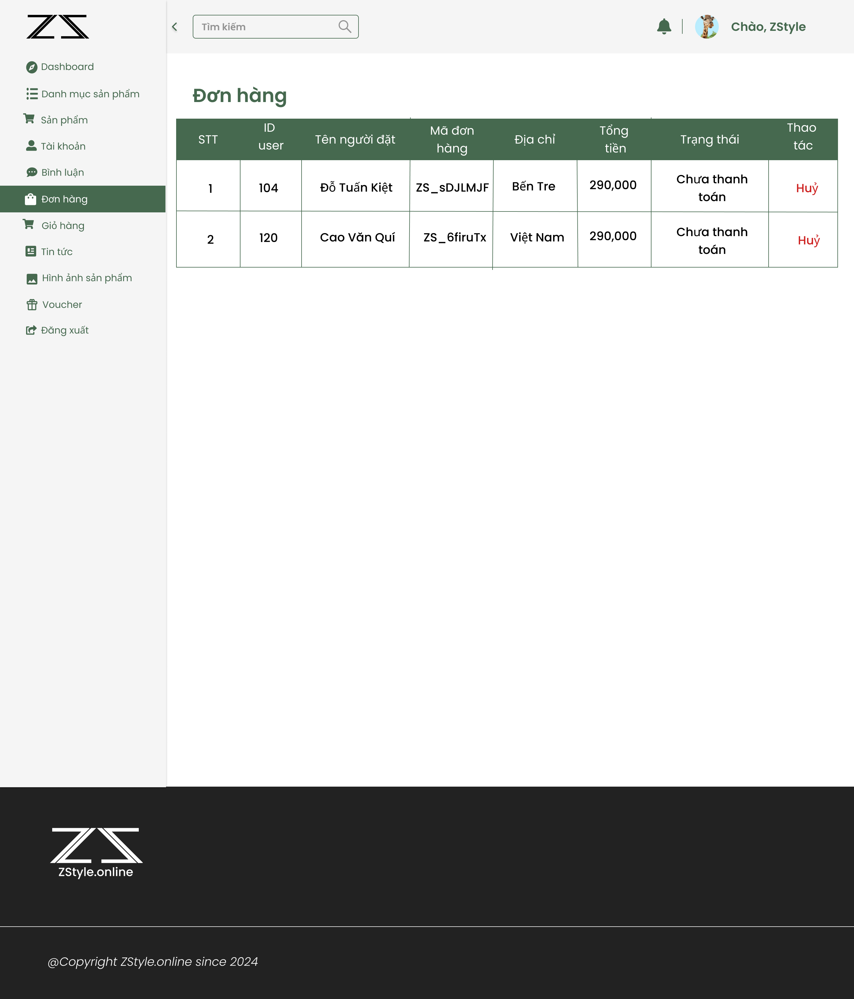 Manage Orders