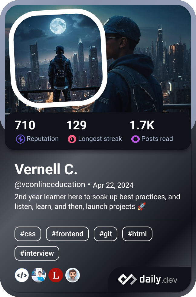 Vernell's Dev Card