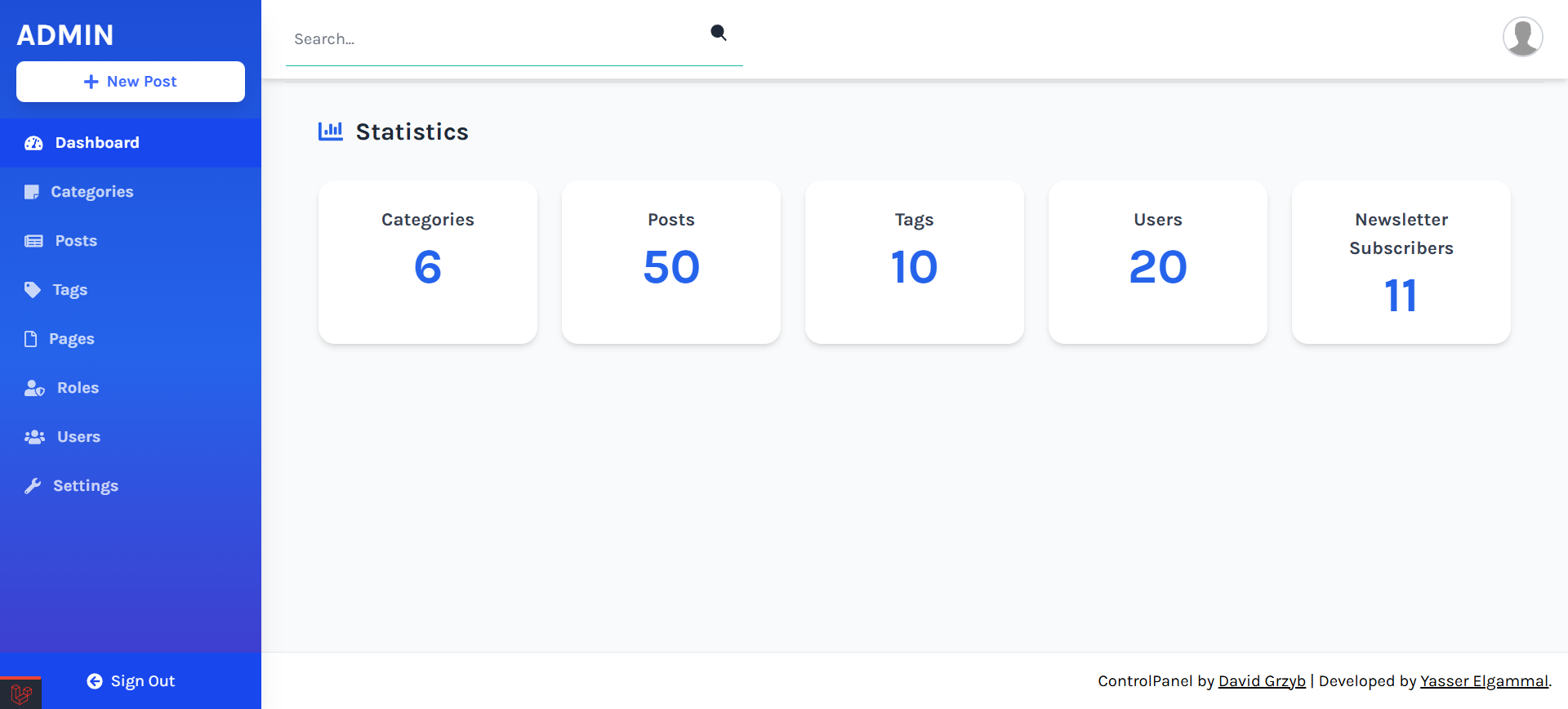 Admin Panel - BlogCMS - YasserElgammal