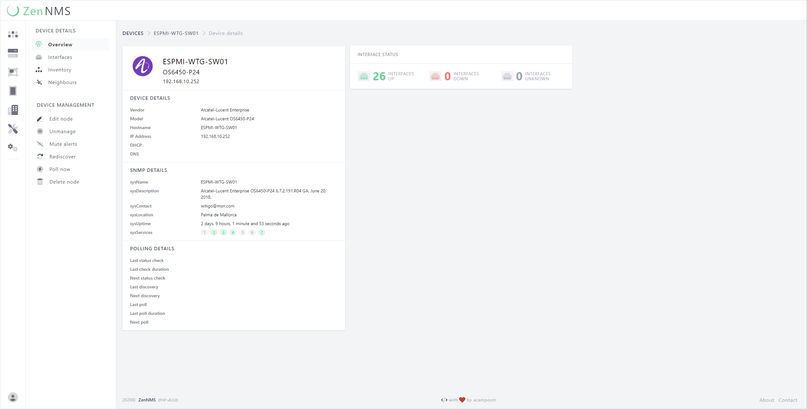 devices list screenshot