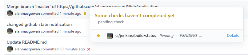 Github Pending Status