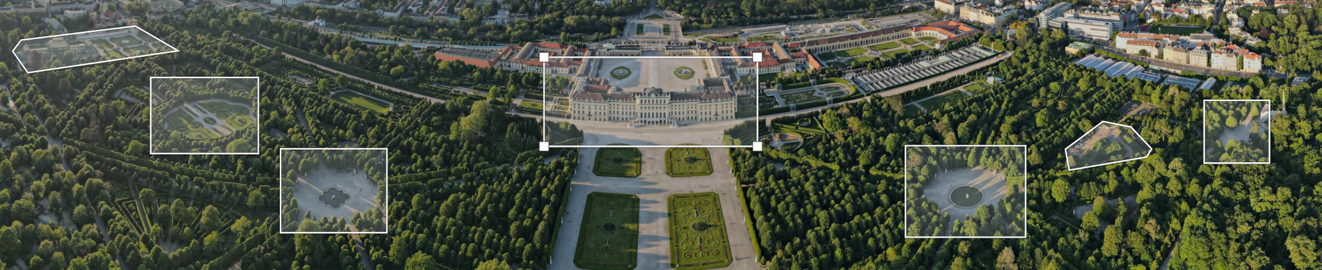 Aerial view of Schönbrunn Palace in Vienna annotated with Annotorious Aerial view of Schönbrunn Palace in Vienna annotated with Annotorious