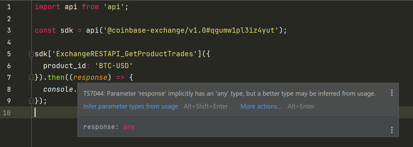 Type safety problems in official Coinbase API Official Coinbase API