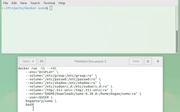 demo TraCI and sumo-gui in docker