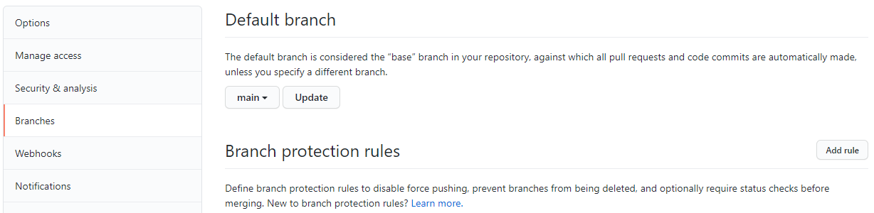 Branch protection rules