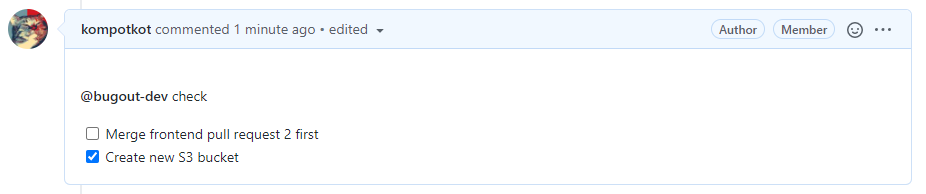 Screenshot of checkbox