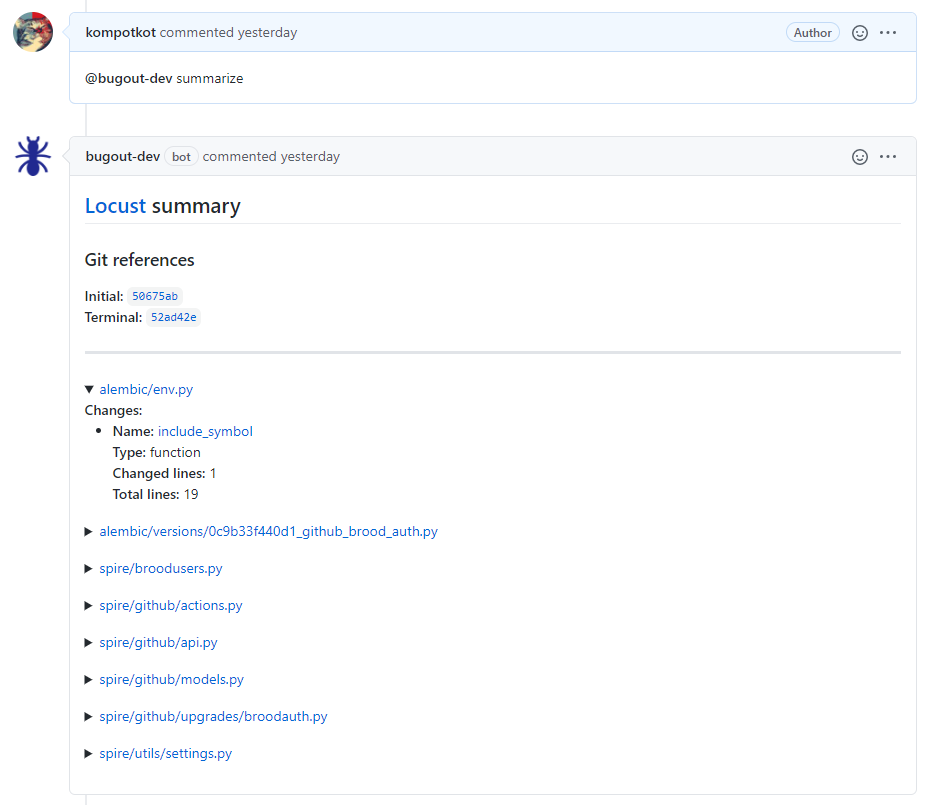 Screenshot of Locust summary