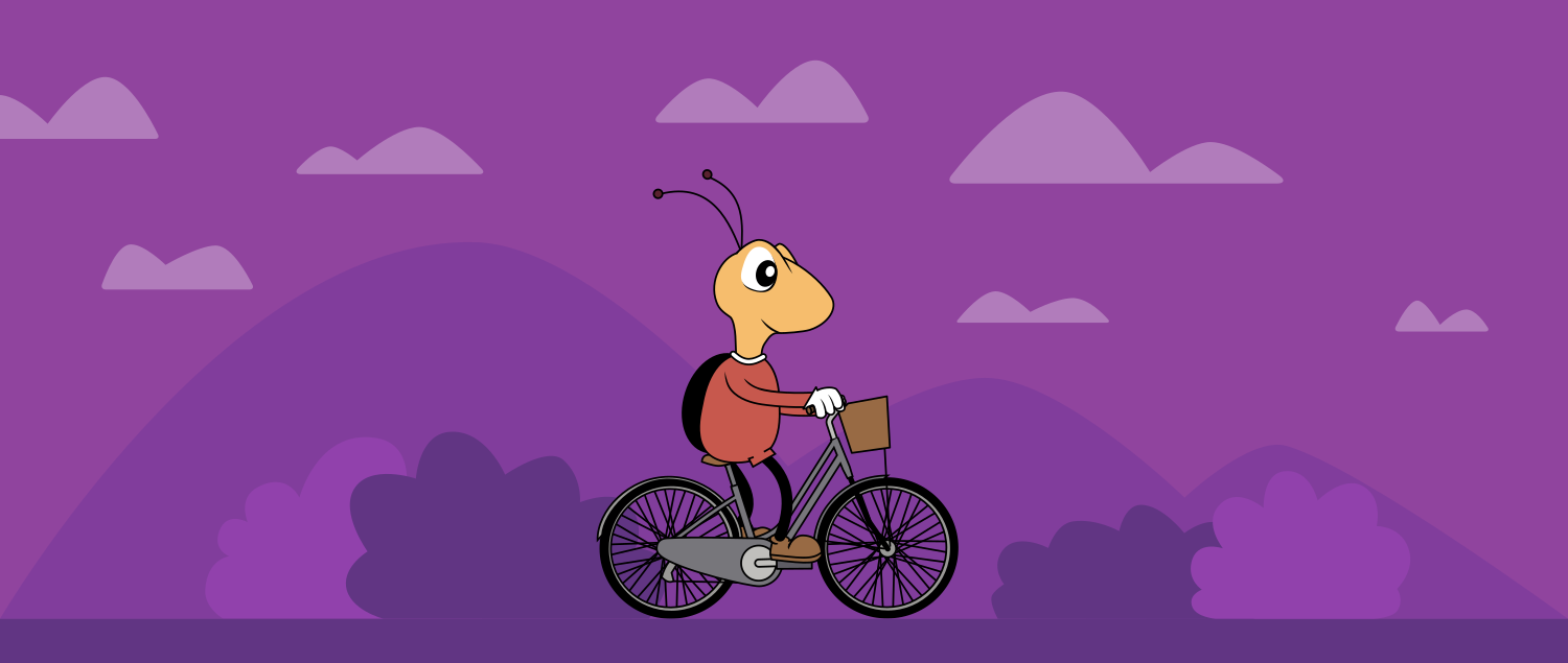 Image of Buggie riding a bike
