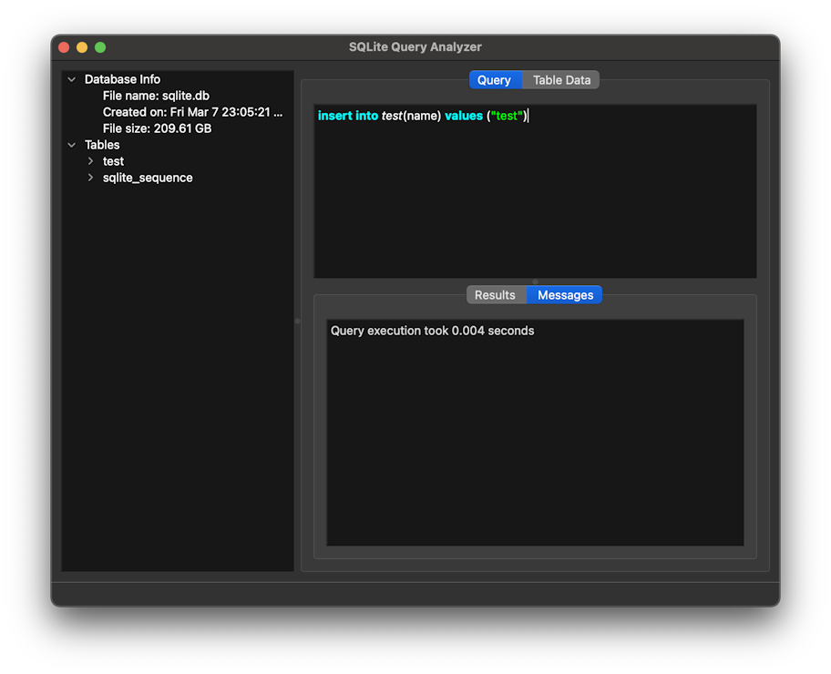 Dark Mode Insert query