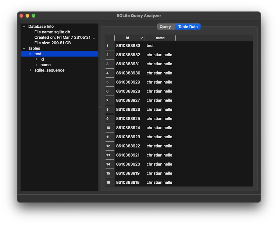 Dark Mode Table data editing