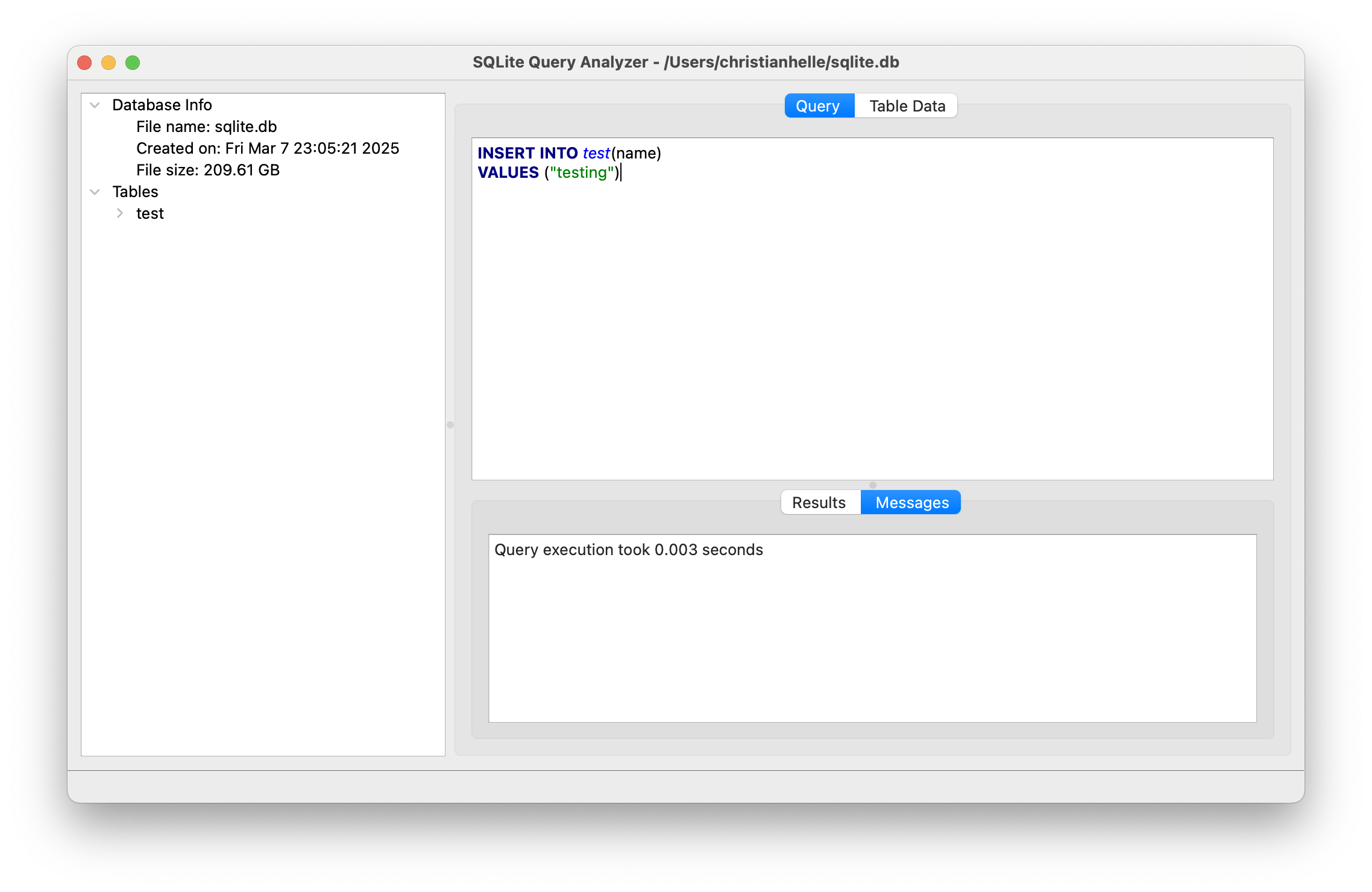 Insert query