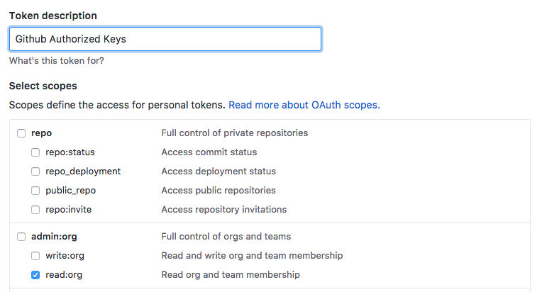 Personal Access Token Permissions