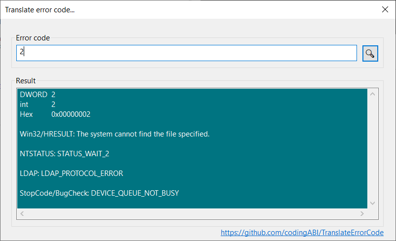 Screenshot of main window