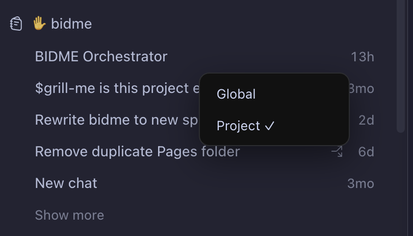 Global vs project pin