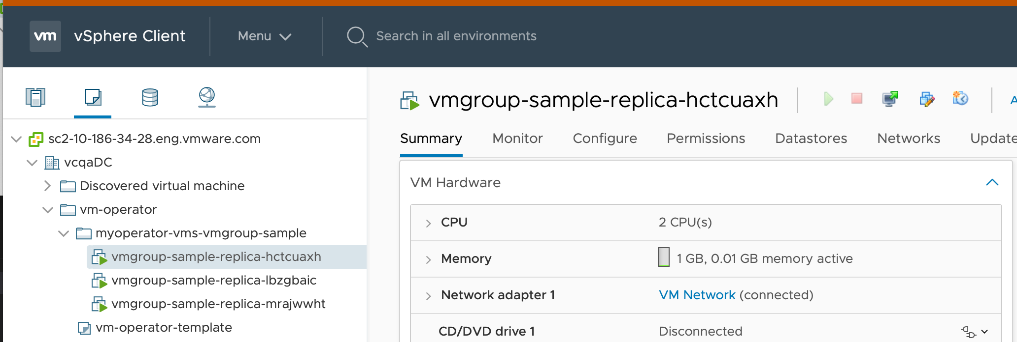 vCenter with final result of a CRD
desired state. Image