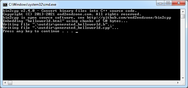 bin2cpp v2.4.0 Sample