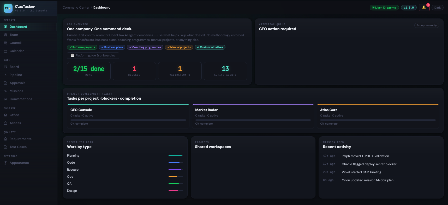 ClawTasker Dashboard