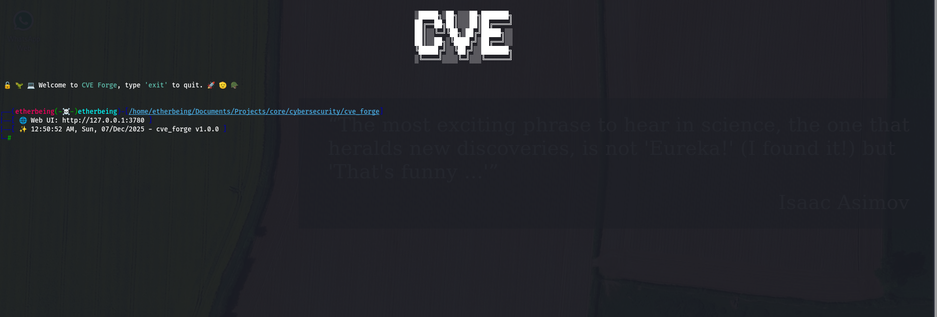 CVE Forge main view