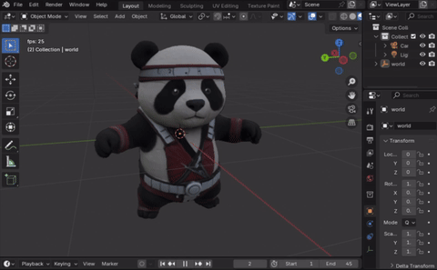 Texture preserved in Blender export (panda)