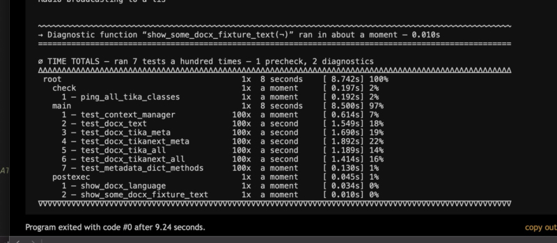 CLU testrunner time totals