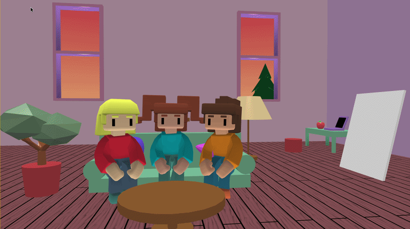 3D animation of the three women who created Flock XR