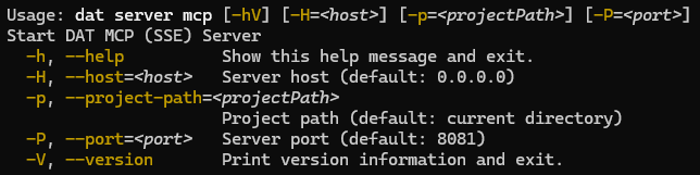 DAT CLI SERVER MCP HELP