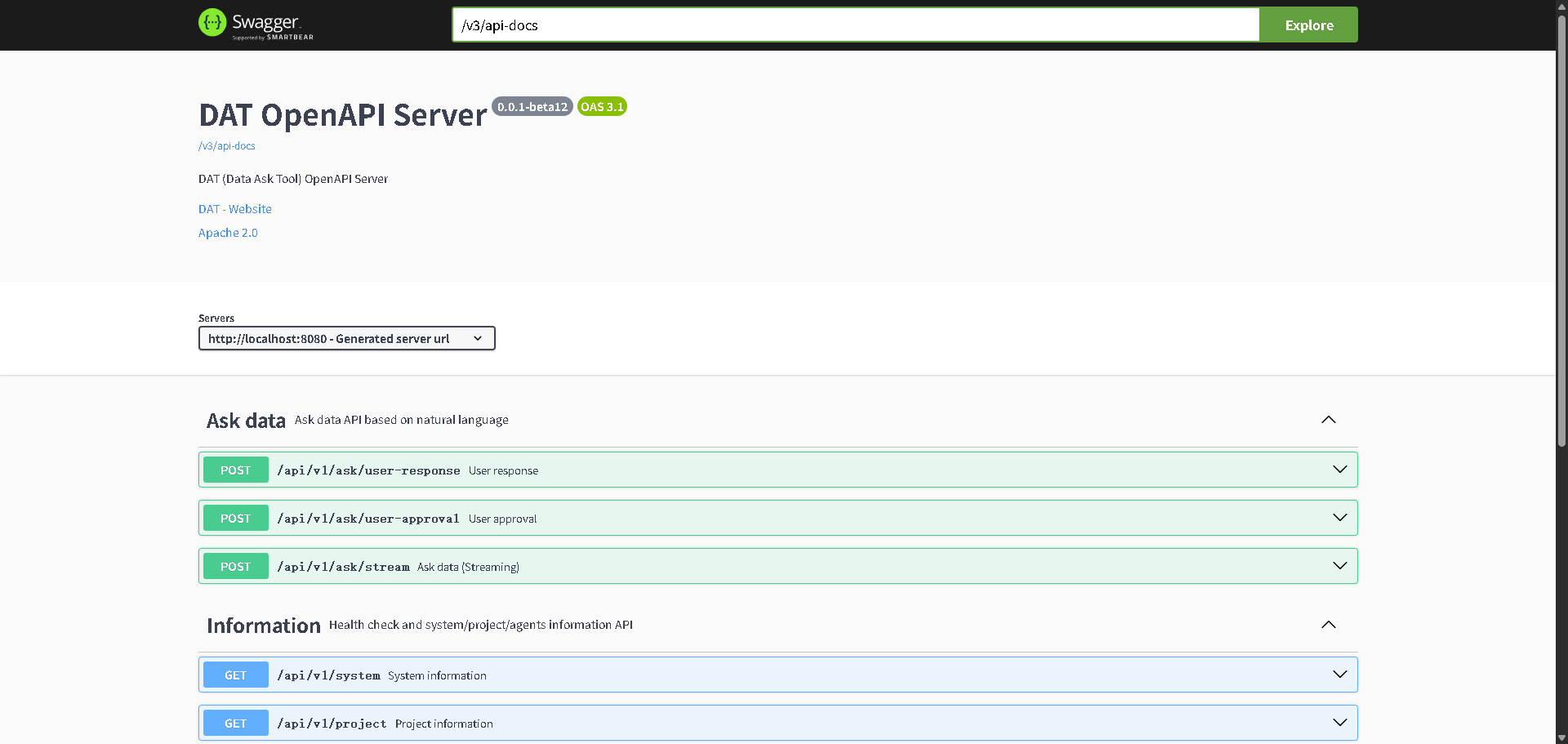 DAT OPENAPI SERVER SWAGGER UI