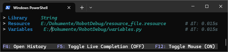 import library, resource and variable file