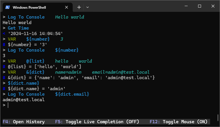 keywords and variables