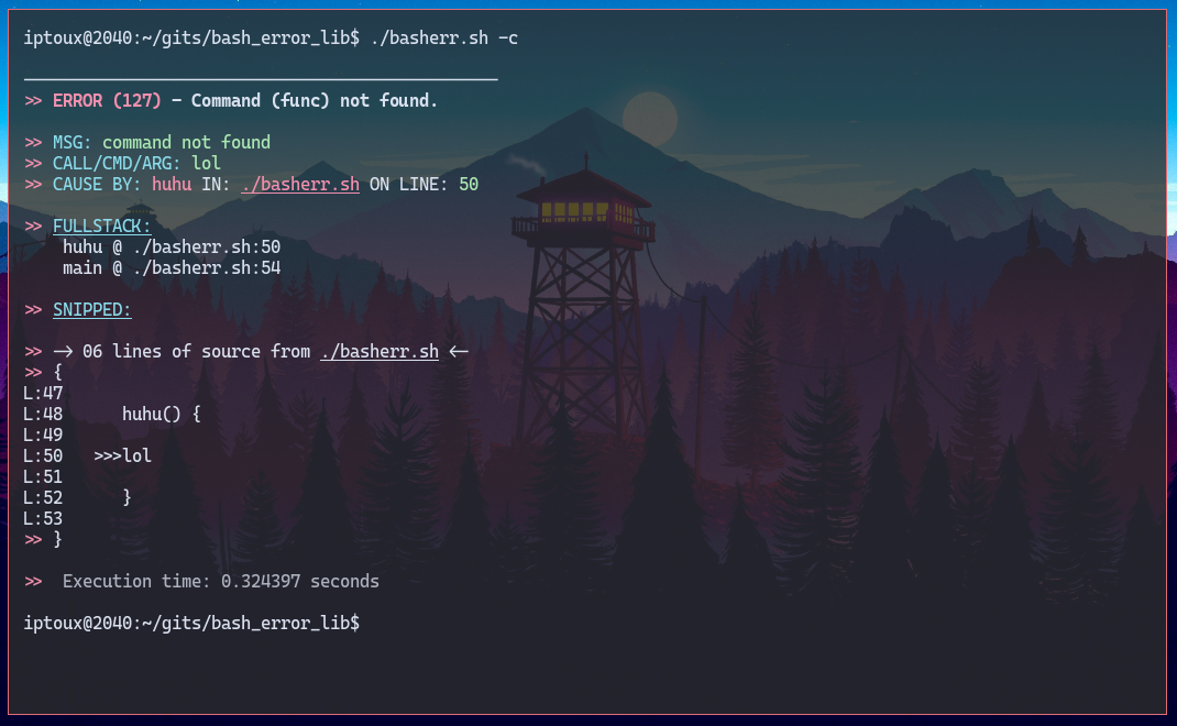 default error with color