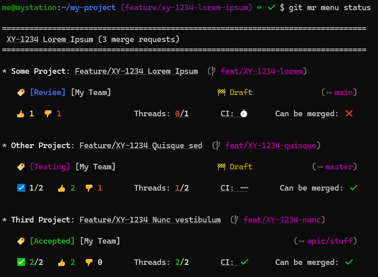 git mr menu status