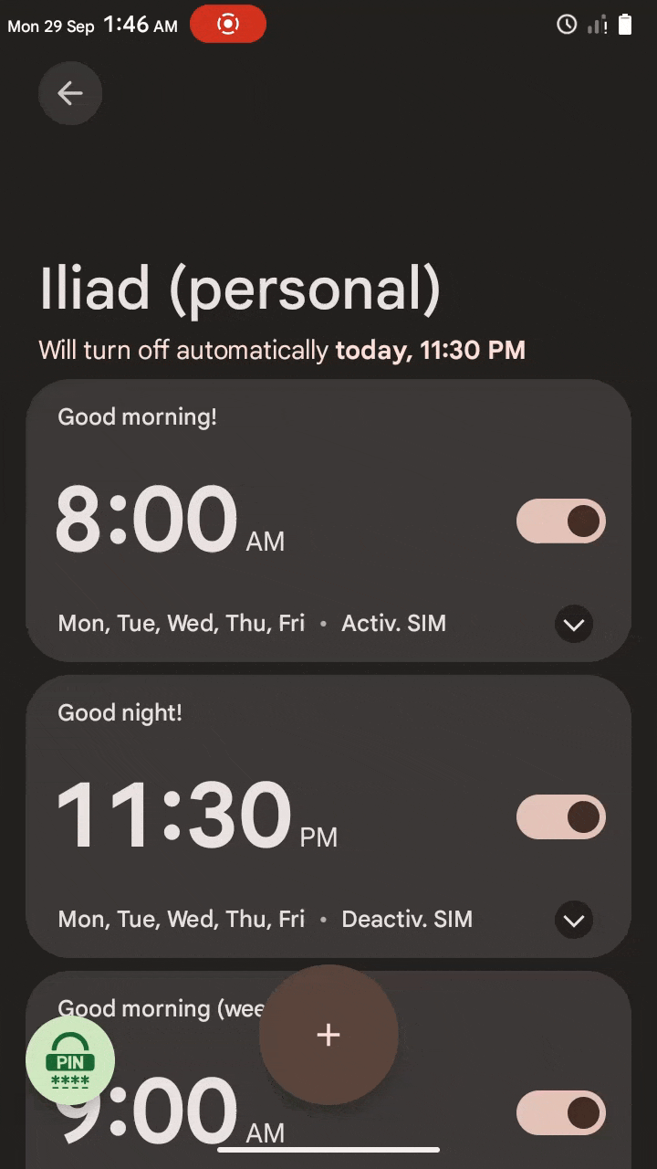 Scheduler A16 Dark Screencast
