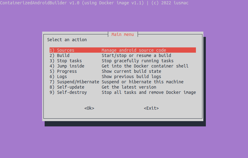 Main menu