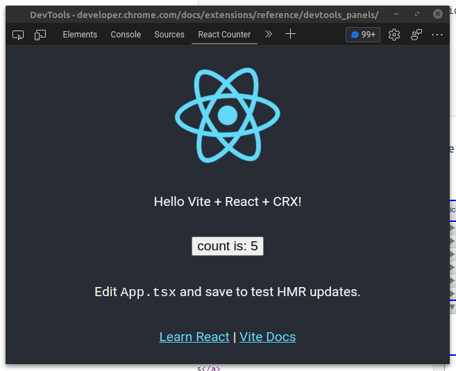 devtools panel