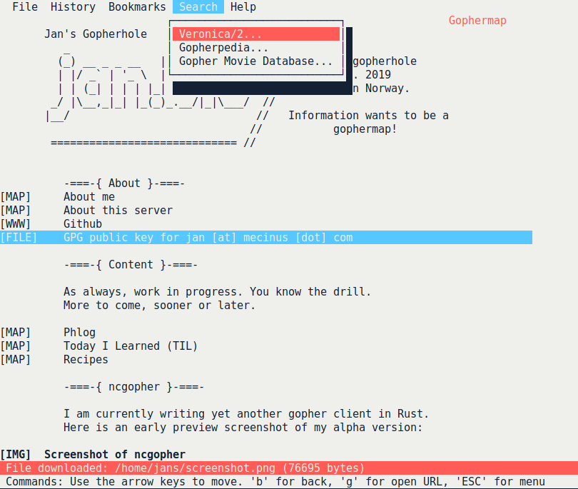 Screenshot of NcGopher img
