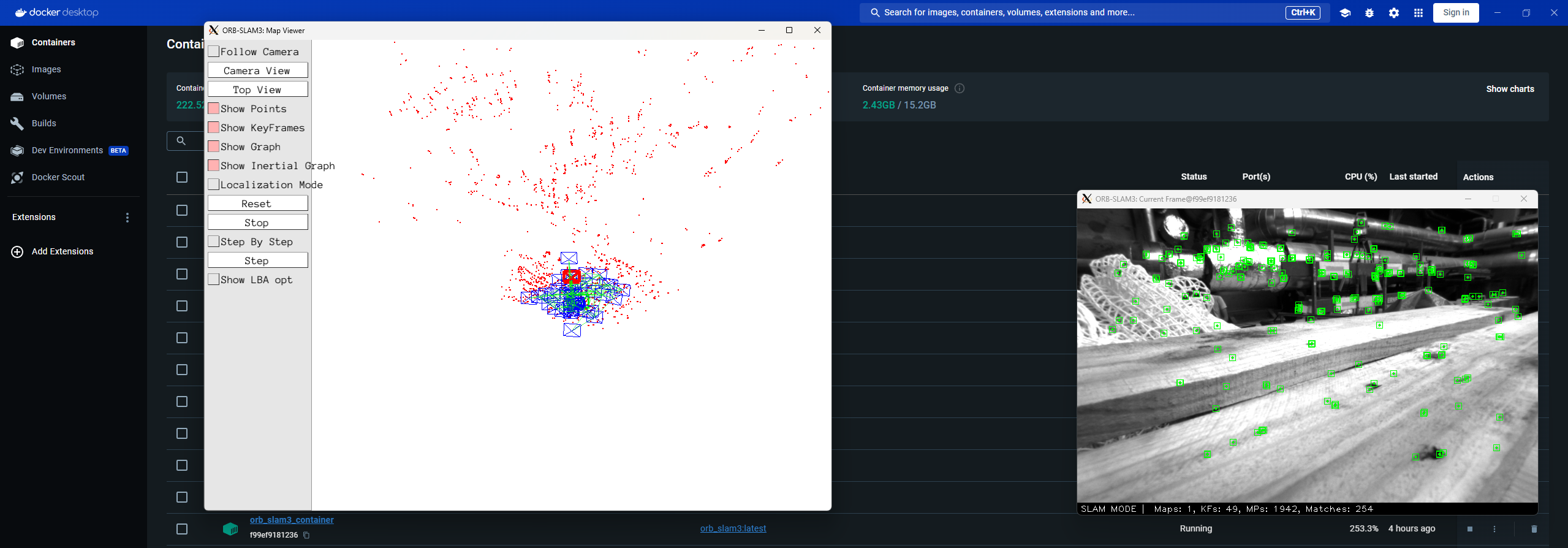 ORB-SLAM3 running with EuRoC dataset