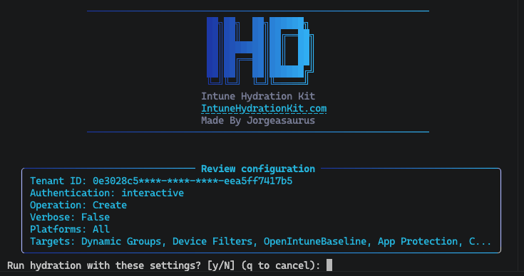 Intune Hydration Kit interactive TUI