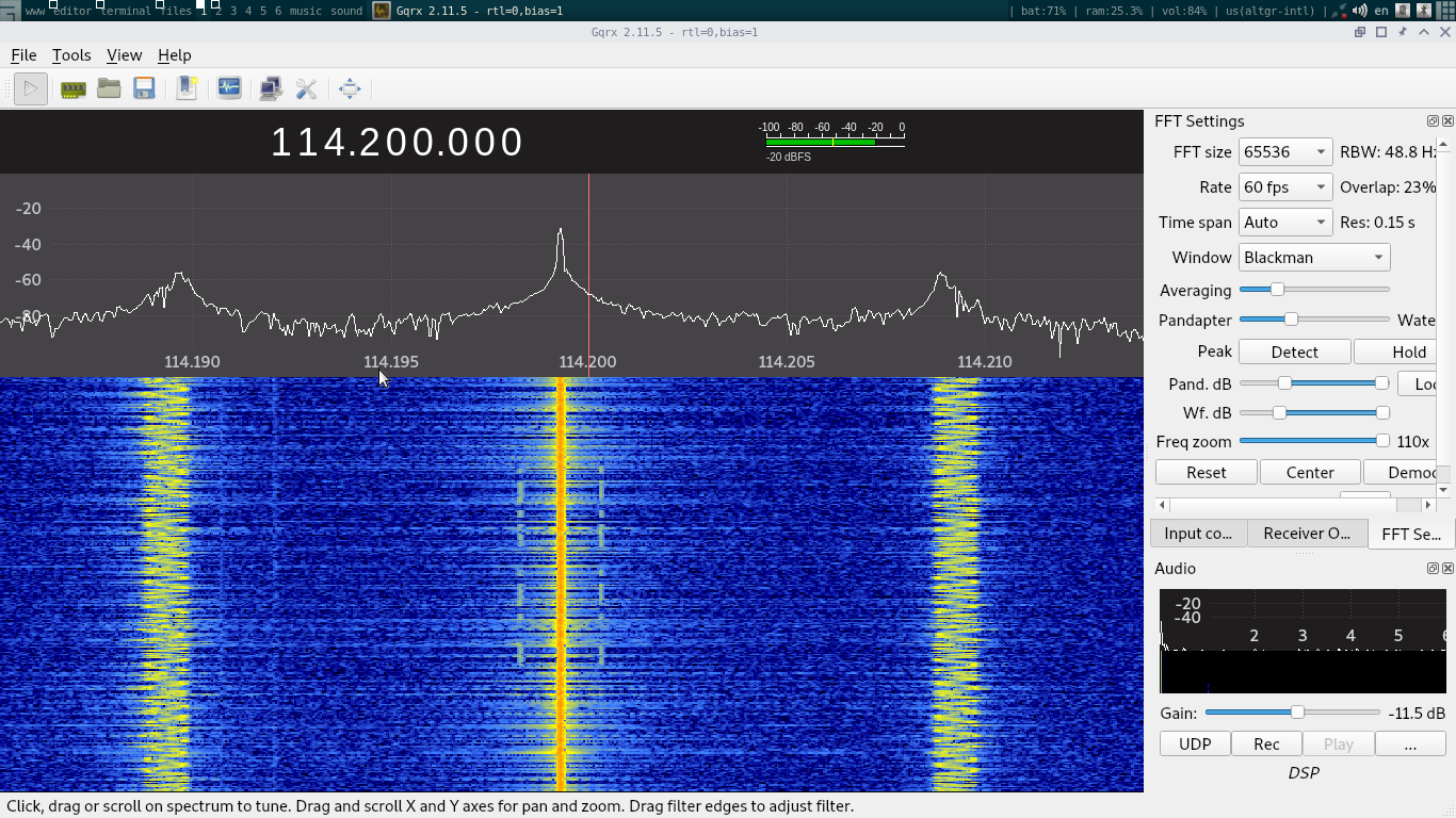 Another GQRX screenshot of VOR signal
